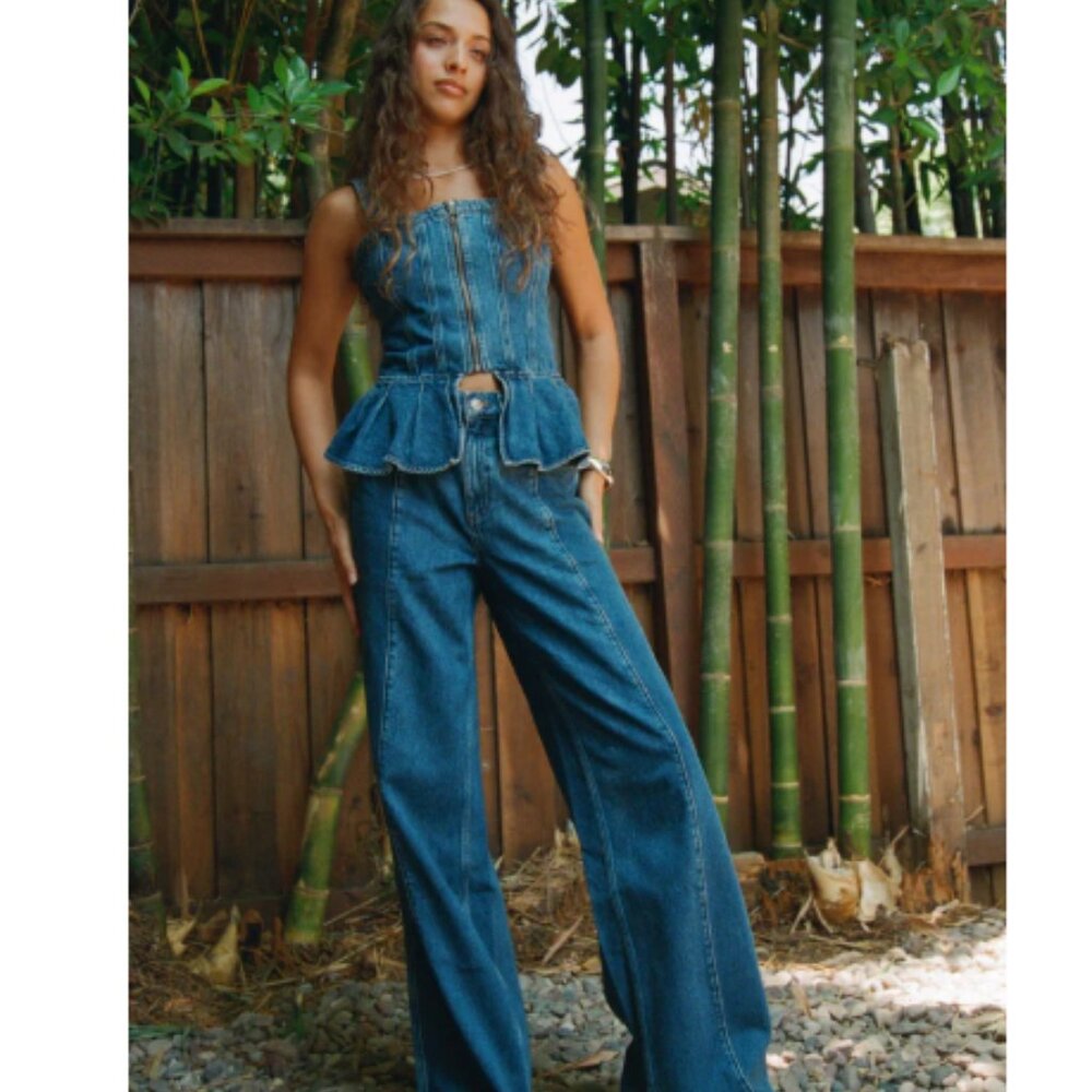 Seventy + Mochi Bay Wide Leg Jean Two Tone in Phoenix